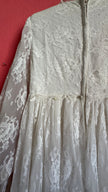 1970s Ivory Lace Bridal Dress With Sheer Sleeves