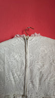 1970s Ivory Lace Bridal Dress With Sheer Sleeves