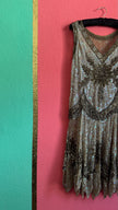 Vintage 1920s Beaded Flapper Dress With Art Deco Sequin Detail