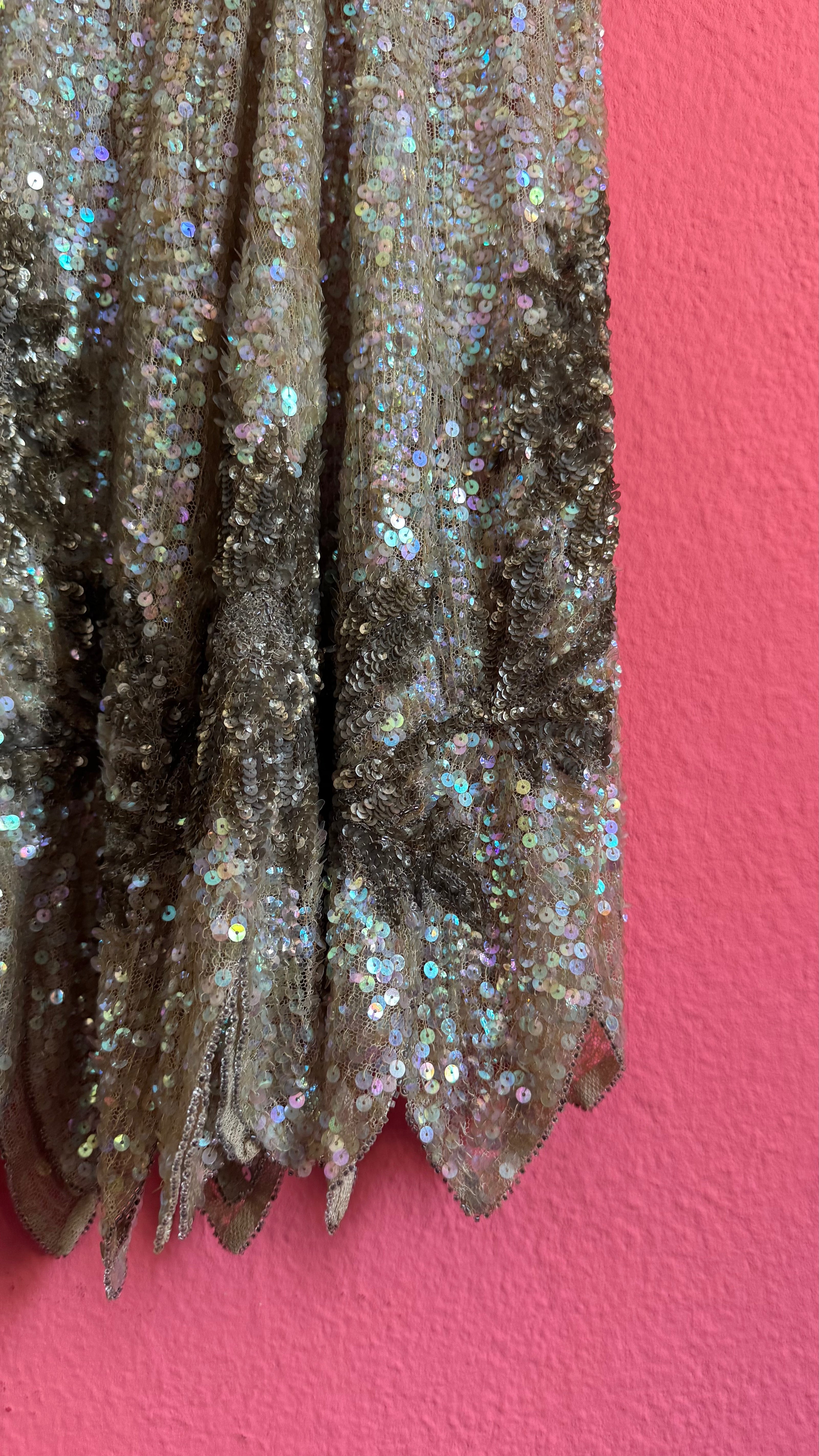 Vintage 1920s Beaded Flapper Dress With Art Deco Sequin Detail