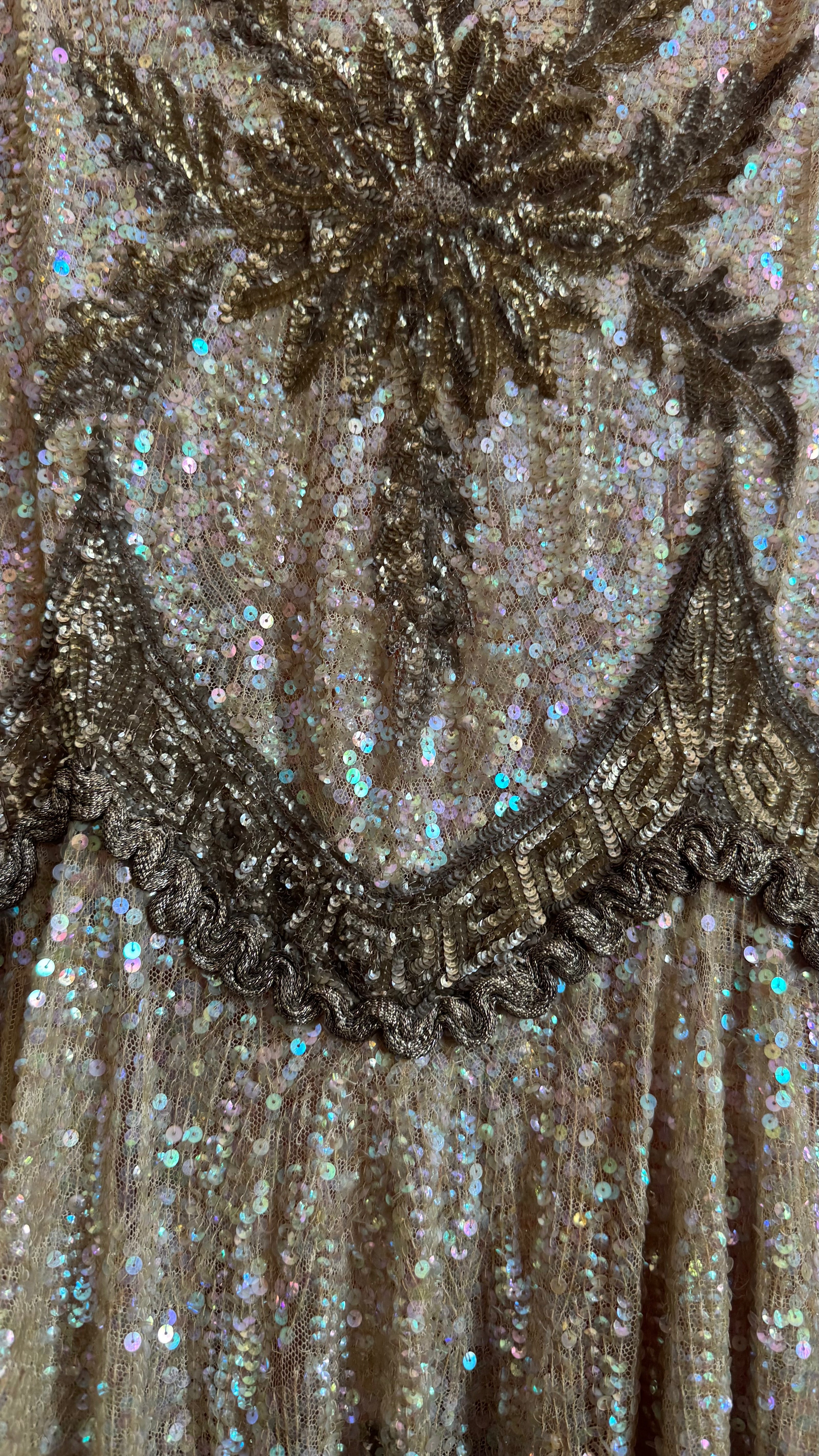 Vintage 1920s Beaded Flapper Dress With Art Deco Sequin Detail
