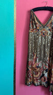 Vintage 1920s Gold Beaded Flapper Dress With Art Deco Motif