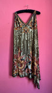 Vintage 1920s Gold Beaded Flapper Dress With Art Deco Motif
