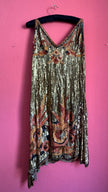 Vintage 1920s Gold Beaded Flapper Dress With Art Deco Motif