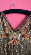 Vintage 1920s Gold Beaded Flapper Dress With Art Deco Motif
