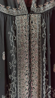 Vintage 1920s Black Beaded Flapper Dress With Silver And Pink Detail