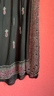 Vintage 1920s Black Beaded Flapper Dress With Silver And Pink Detail