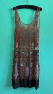 Vintage 1920s Embroidered Net Flapper Dress With Art Deco Beadwork