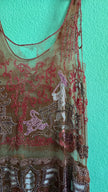 Vintage 1920s Embroidered Net Flapper Dress With Art Deco Beadwork
