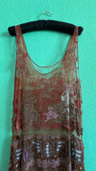 Vintage 1920s Embroidered Net Flapper Dress With Art Deco Beadwork