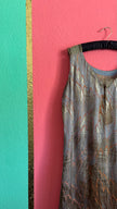 Vintage 1920s Art Deco Lamé Flapper Dress With Metallic Leaf Pattern