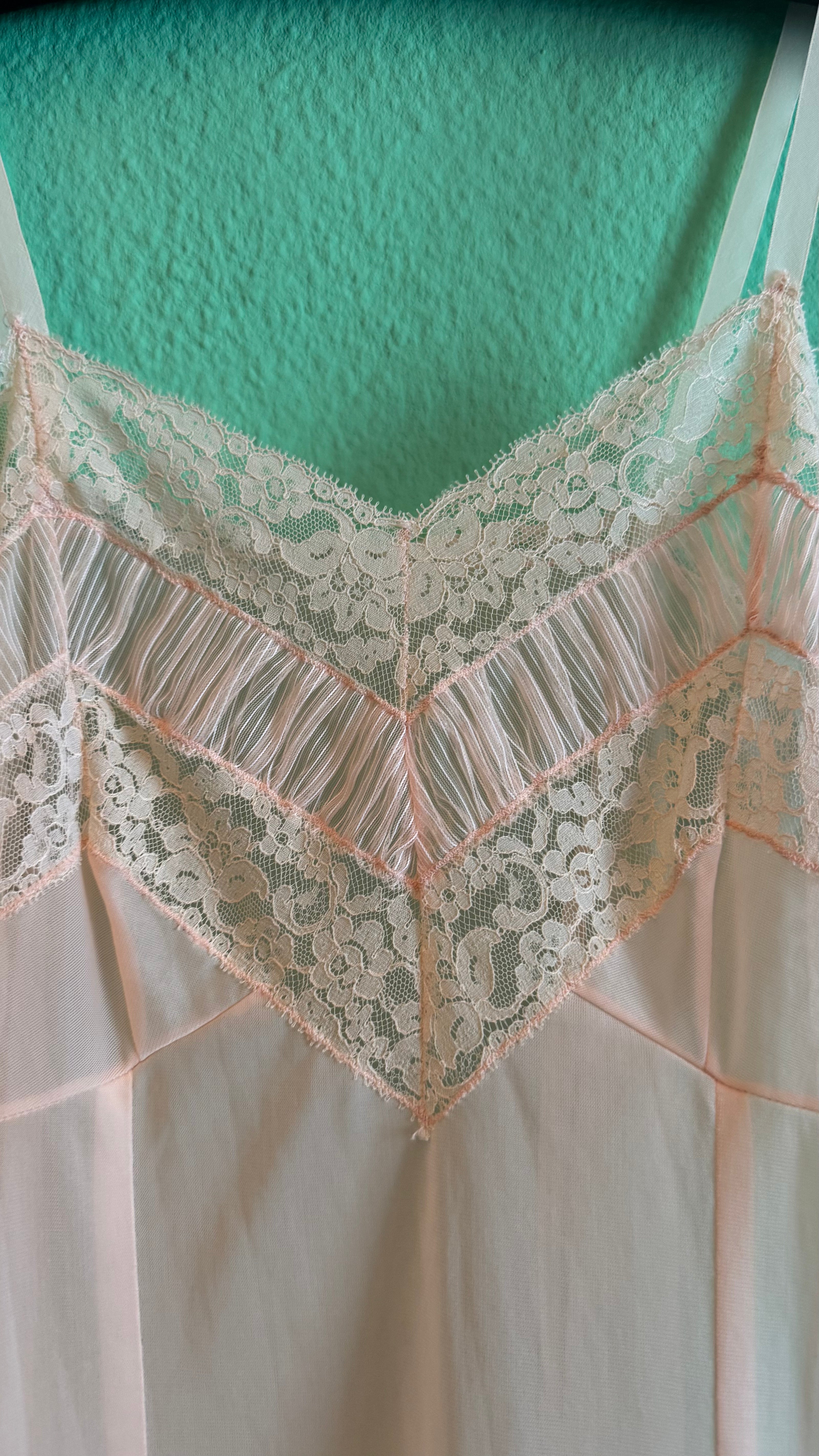 Vintage 1950s Pale Pink Lace Slip Dress