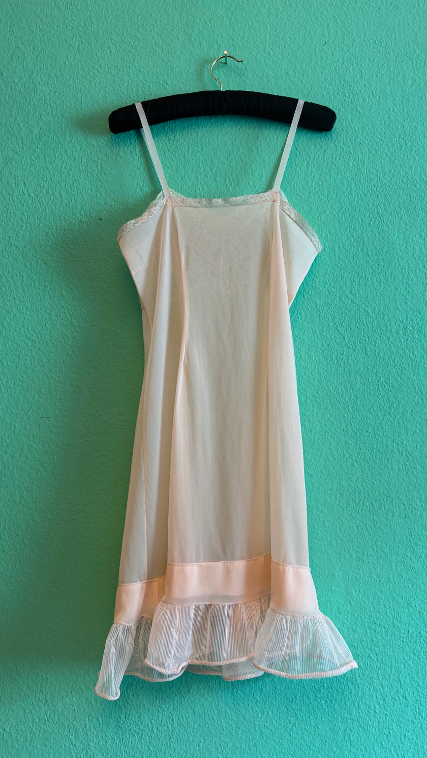 Vintage 1950s Pale Pink Lace Slip Dress
