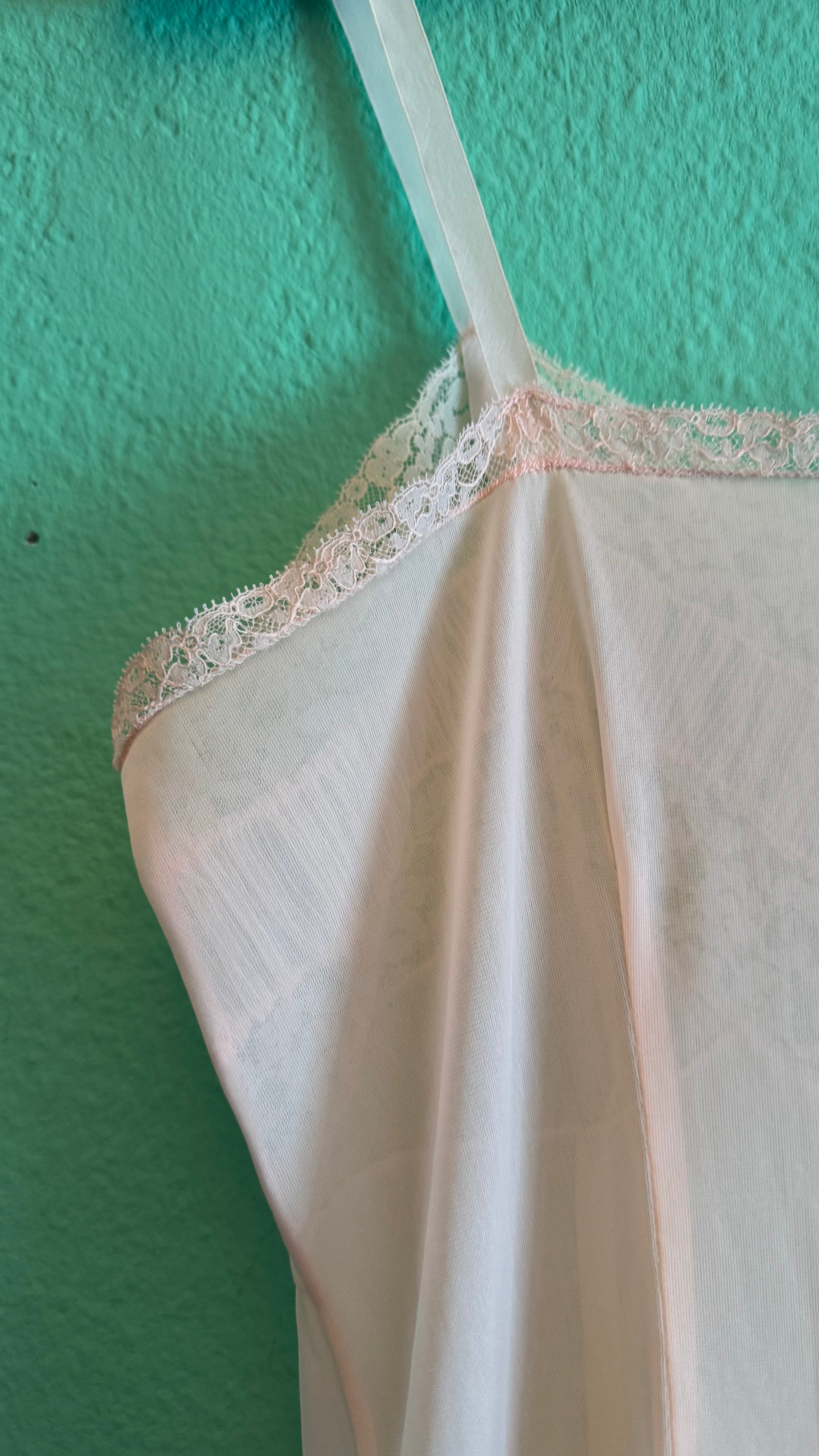 Vintage 1950s Pale Pink Lace Slip Dress