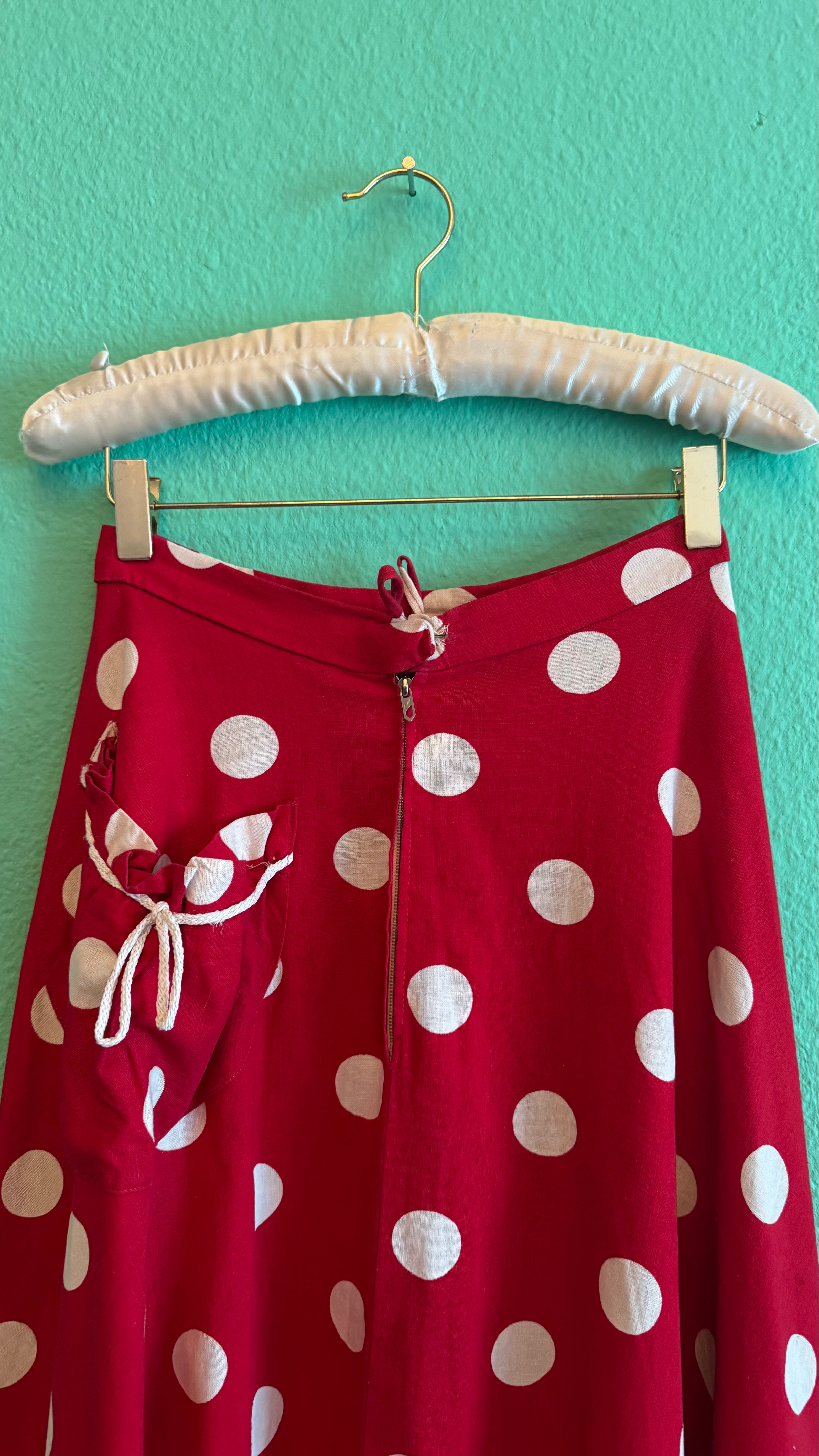 Vintage 1950s Red Polka Dot Circle Skirt