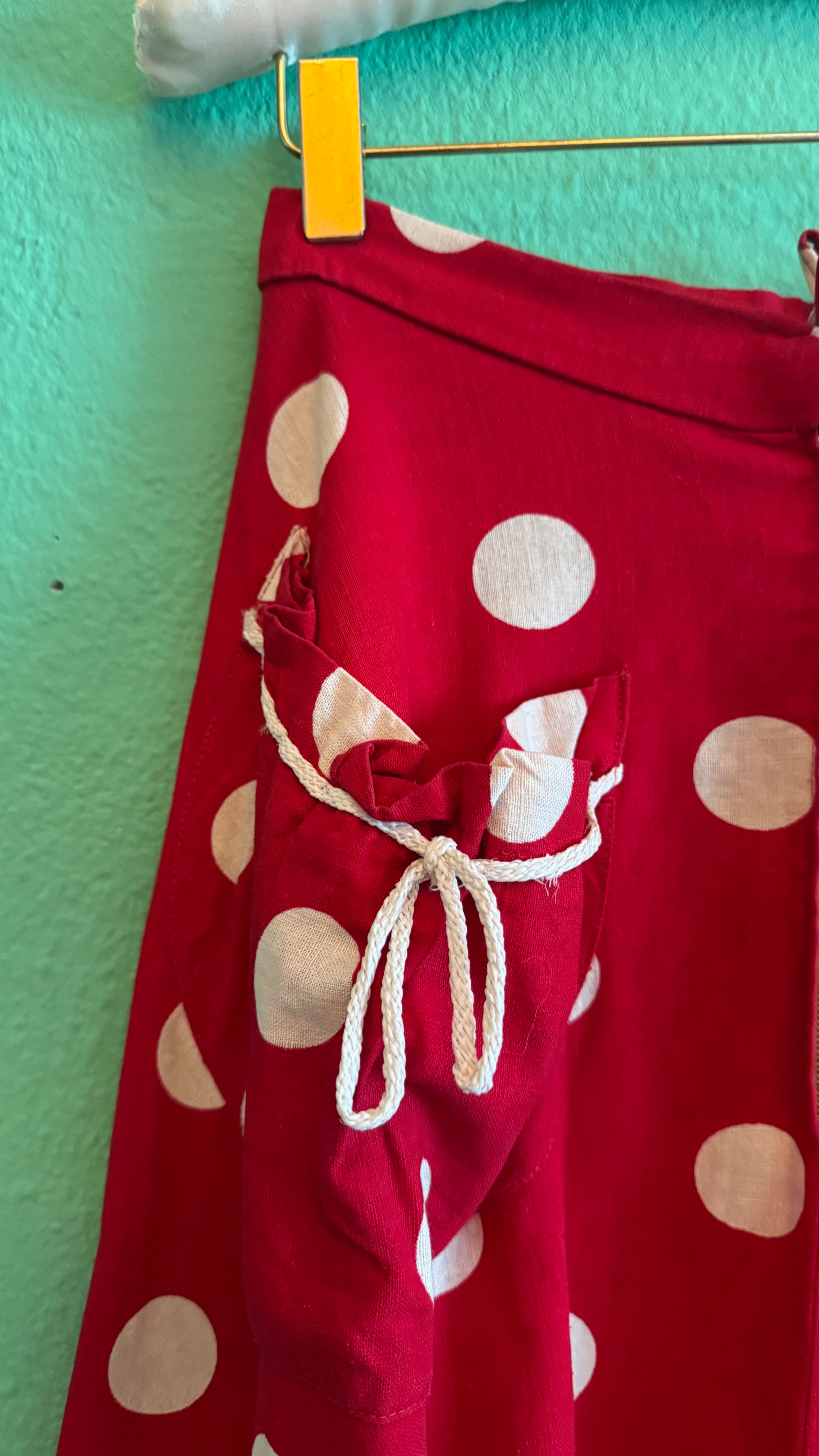 Vintage 1950s Red Polka Dot Circle Skirt