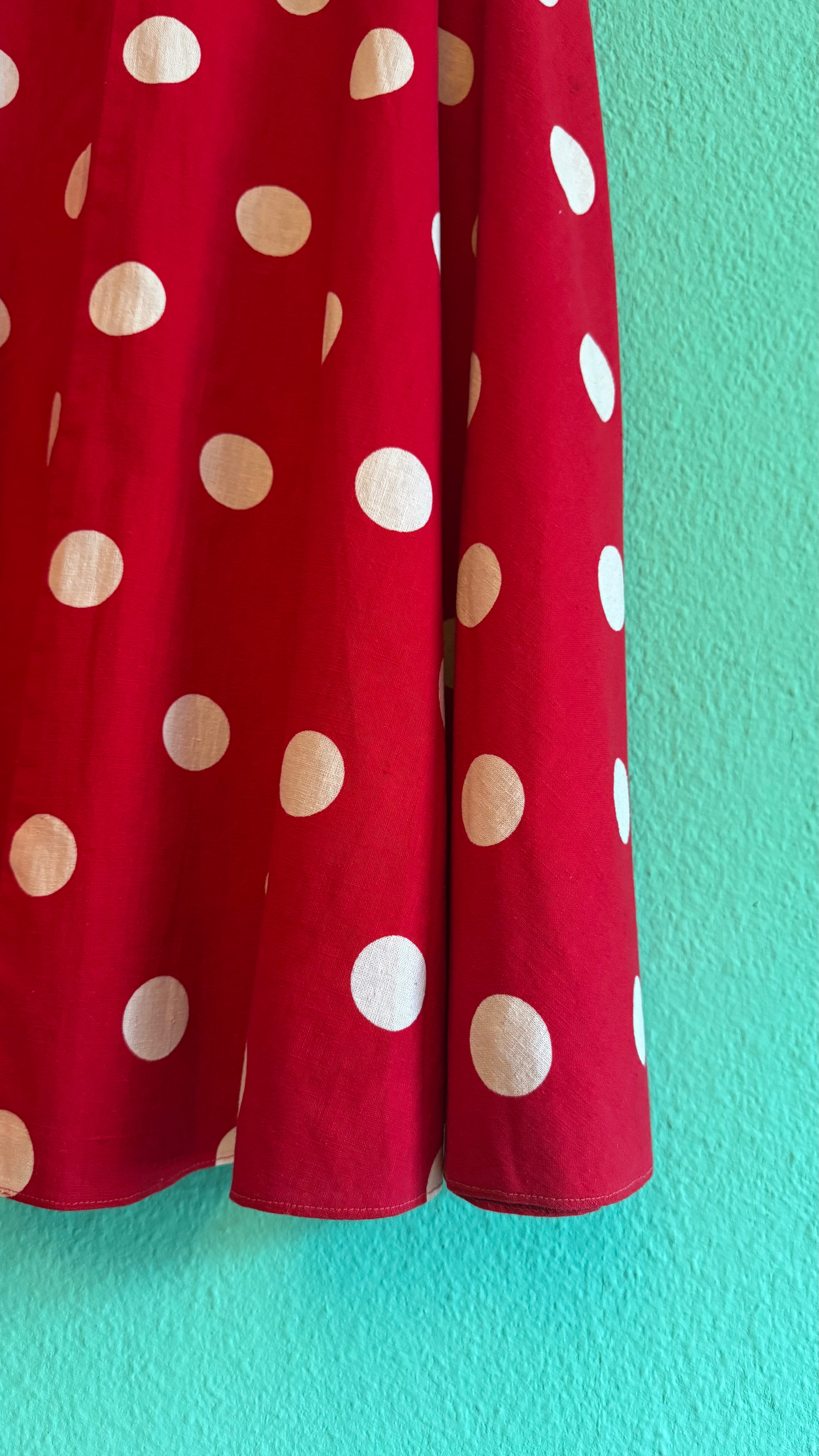 Vintage 1950s Red Polka Dot Circle Skirt