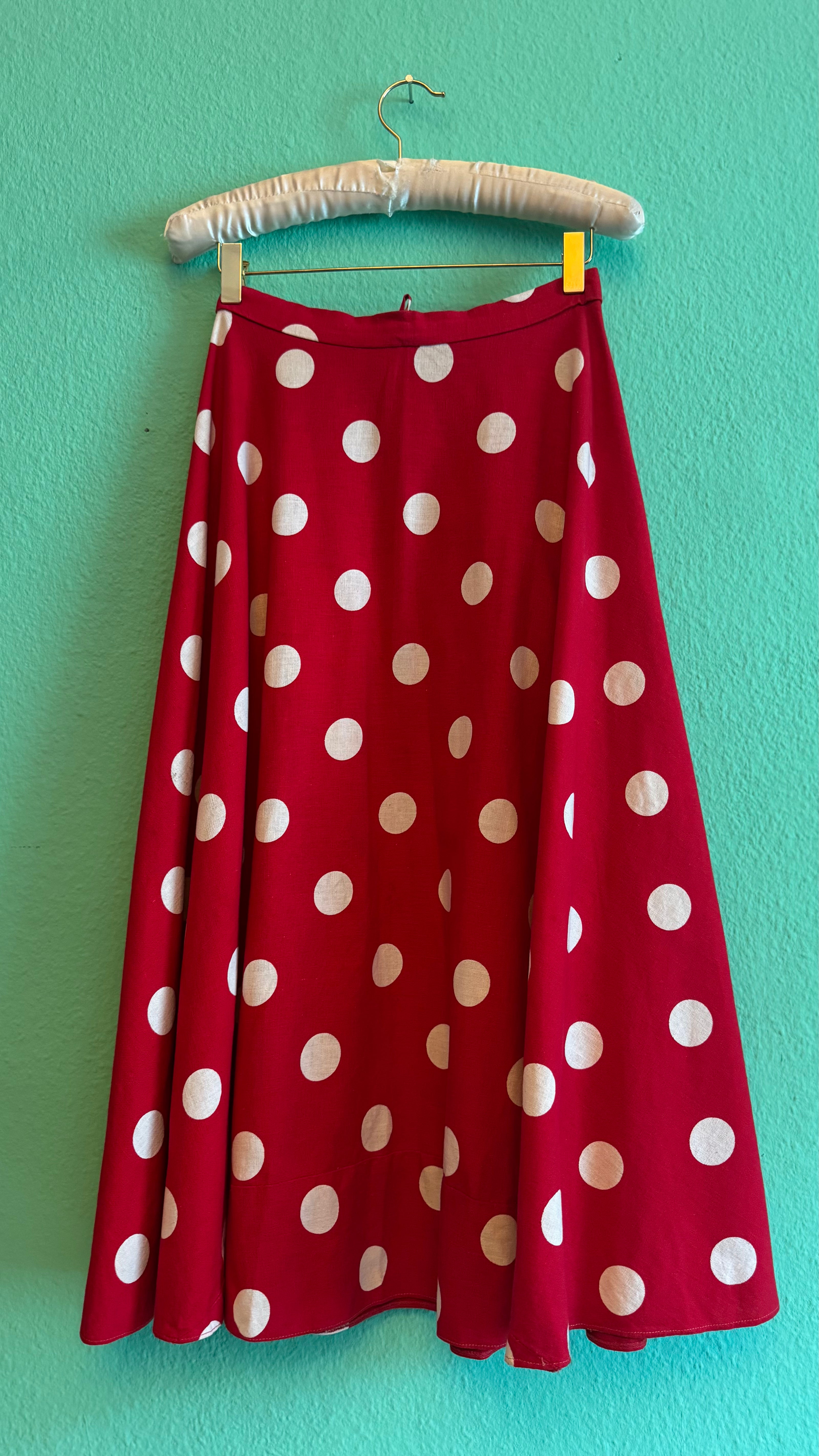 Vintage 1950s Red Polka Dot Circle Skirt