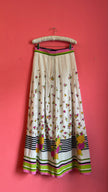 Vintage Estimated 1970s White Floral Maxi Skirt