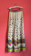 Vintage Estimated 1970s White Floral Maxi Skirt