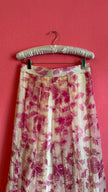 Vintage 1970s Pink Leaf Embroidered Maxi Skirt