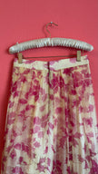 Vintage 1970s Pink Leaf Embroidered Maxi Skirt