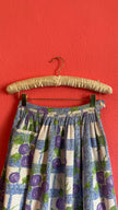 Vintage 1960s Blue Gingham Fruit Print Skirt