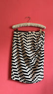 Vintage Max Mara 1990s Black And Ivory Geometric Pencil Skirt
