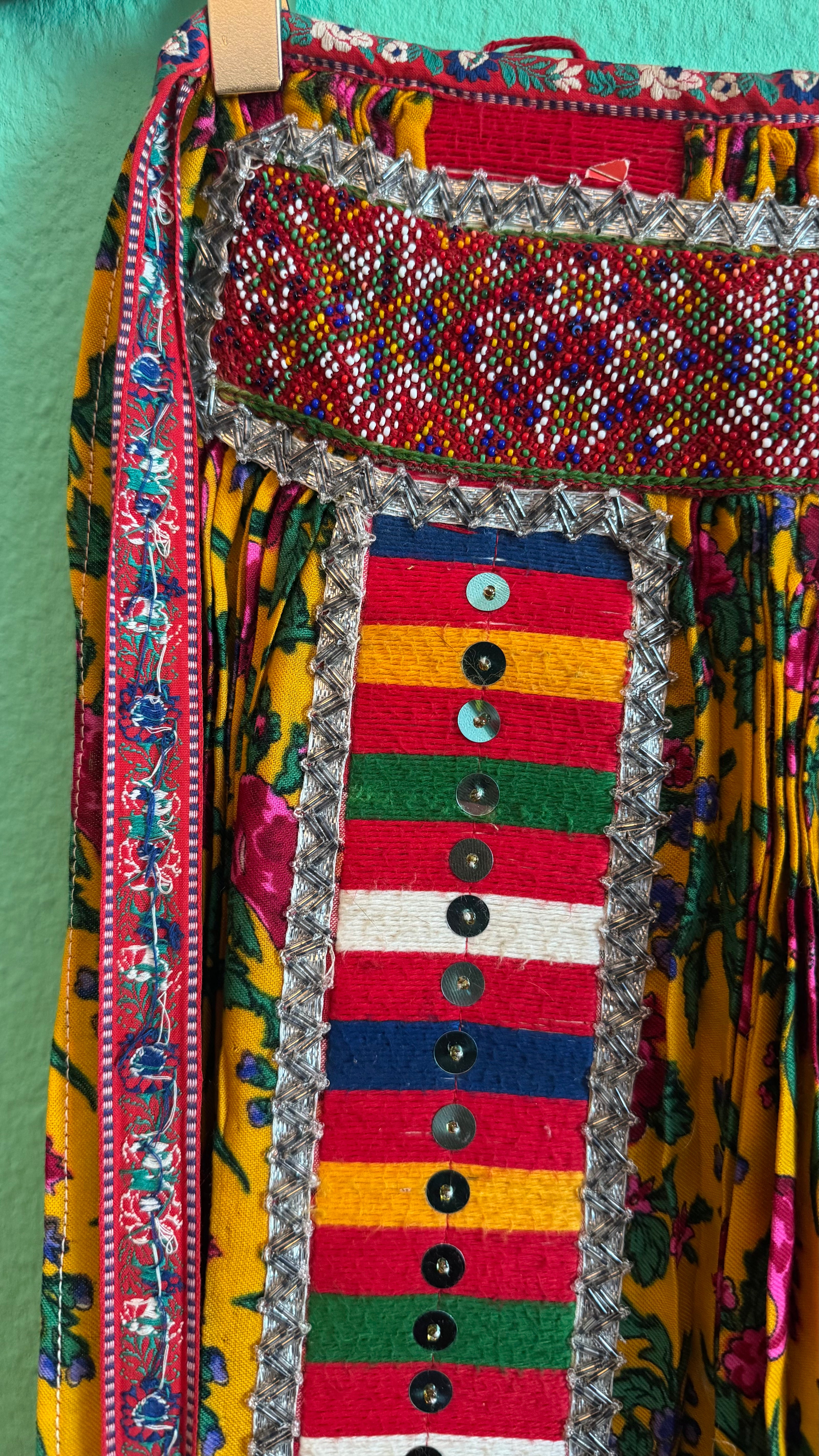 Vintage 1970s Embellished Folk Apron Skirt