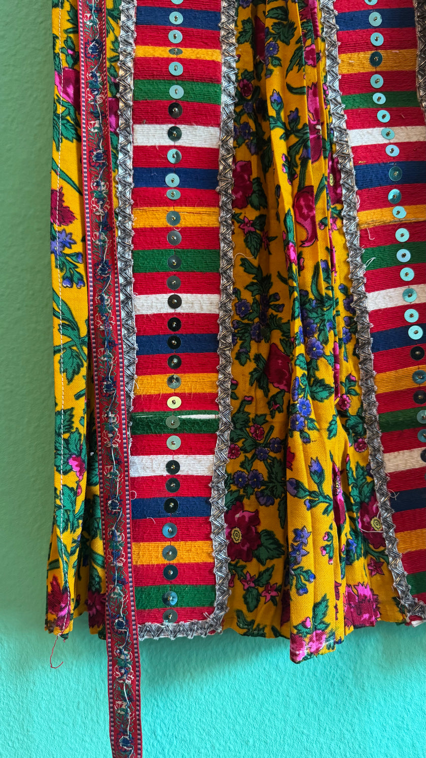 Vintage 1970s Embellished Folk Apron Skirt
