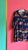 Vintage 1990s Navy Hawaiian Print Shirt