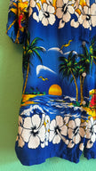 Vintage 1990s Blue Hawaiian Beach Print Shirt
