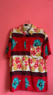 Vintage 1990s Red Hawaiian Hibiscus Shirt