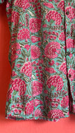 Vintage 1970s-Style Turquoise Pink Floral Short-Sleeve Shirt