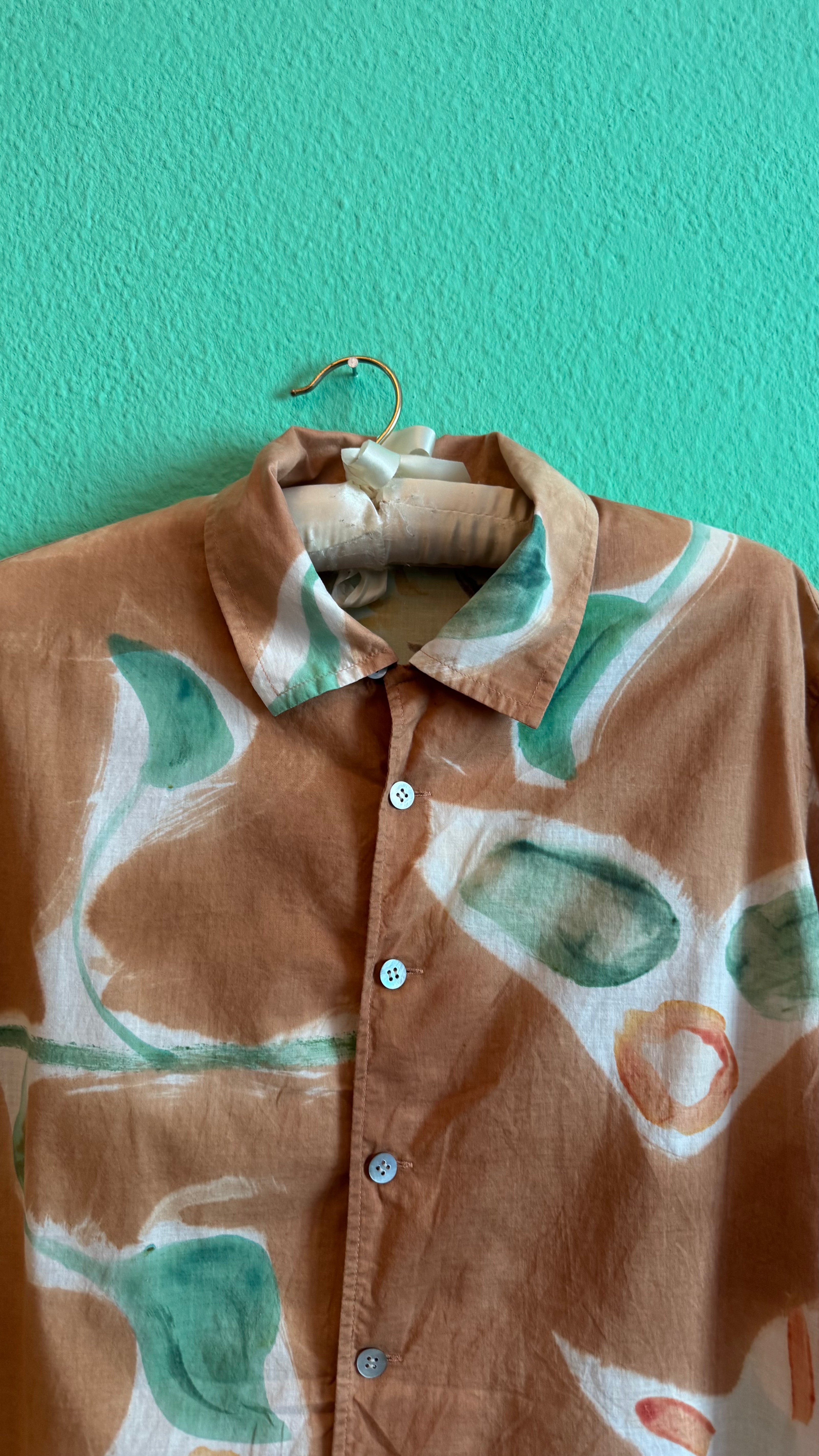 Vintage 1990s Japanese-Sourced Brown Sunflower Print Shirt