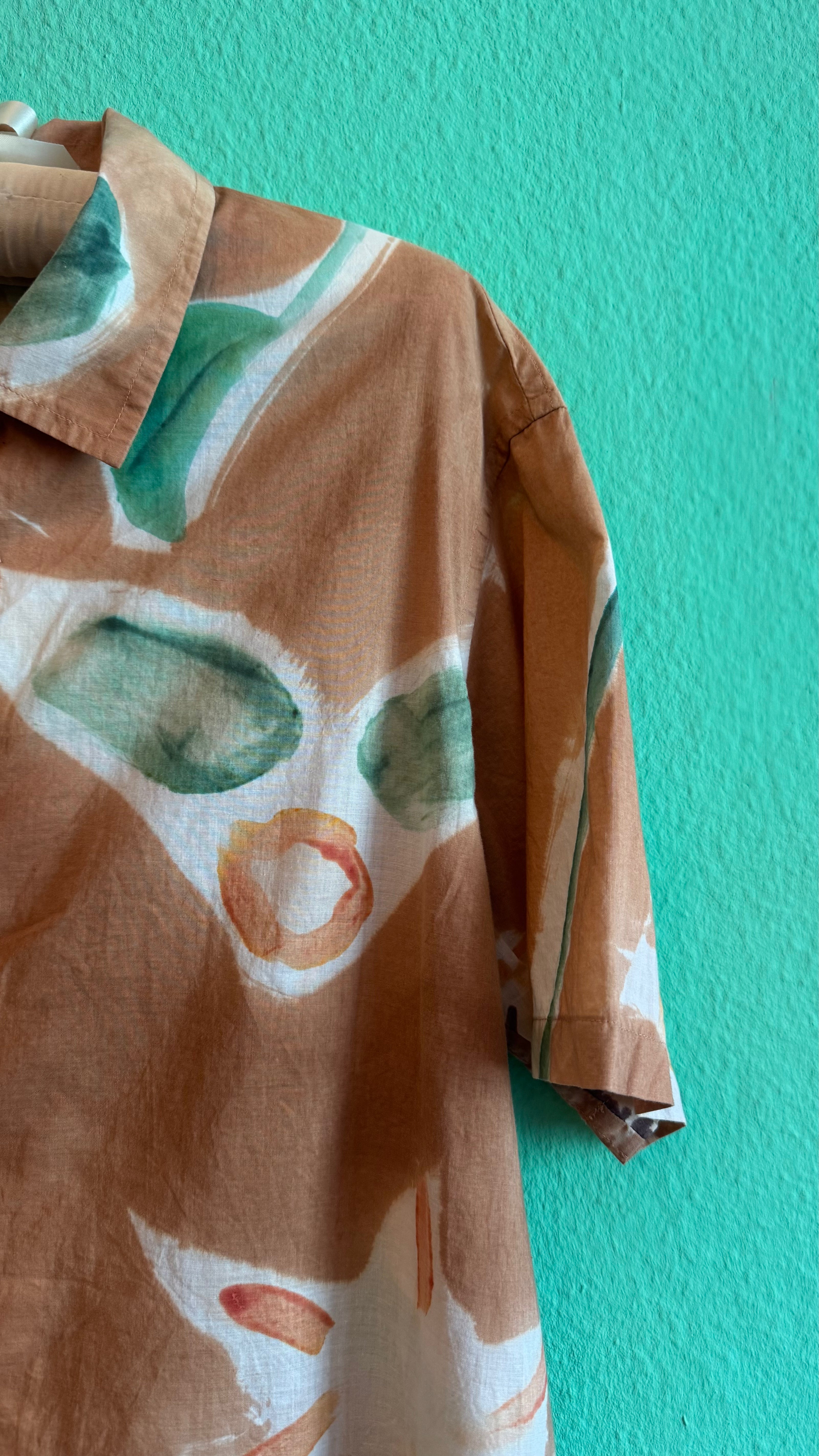 Vintage 1990s Japanese-Sourced Brown Sunflower Print Shirt