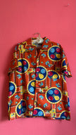 Vintage 1970s Orange Novelty Fruit Print Short-Sleeve Shirt