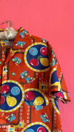 Vintage 1970s Orange Novelty Fruit Print Short-Sleeve Shirt
