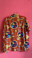 Vintage 1970s Orange Novelty Fruit Print Short-Sleeve Shirt