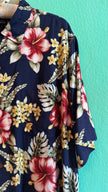 Vintage 1990s Lands’ End Navy Hibiscus Hawaiian Shirt