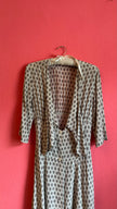 Vintage 1980s Ivory and Taupe Spotted Maxi Dress Set