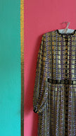 Vintage Temperley 1970s Metallic Geo Maxi Dress