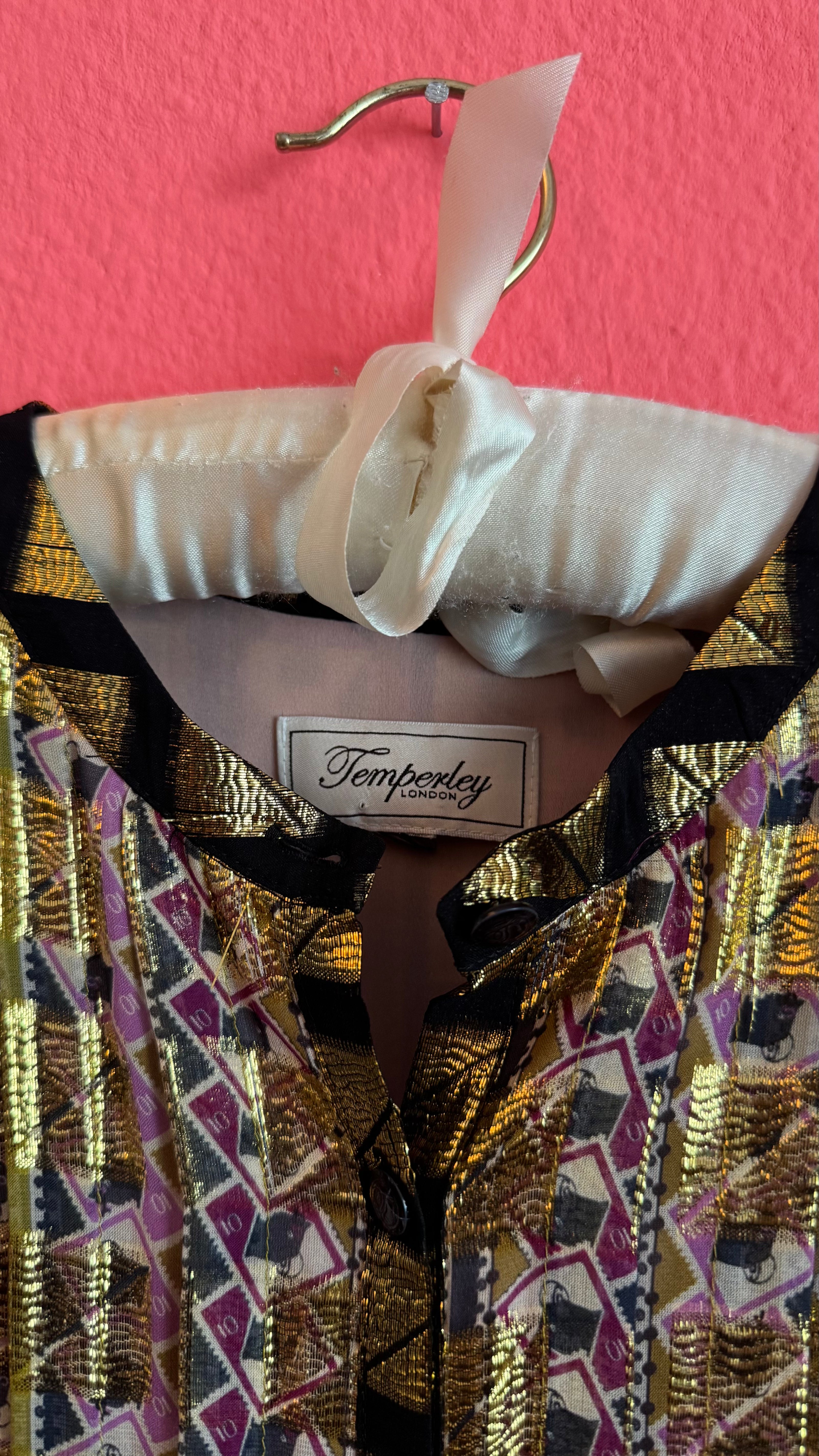 Vintage Temperley 1970s Metallic Geo Maxi Dress