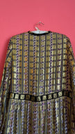 Vintage Temperley 1970s Metallic Geo Maxi Dress
