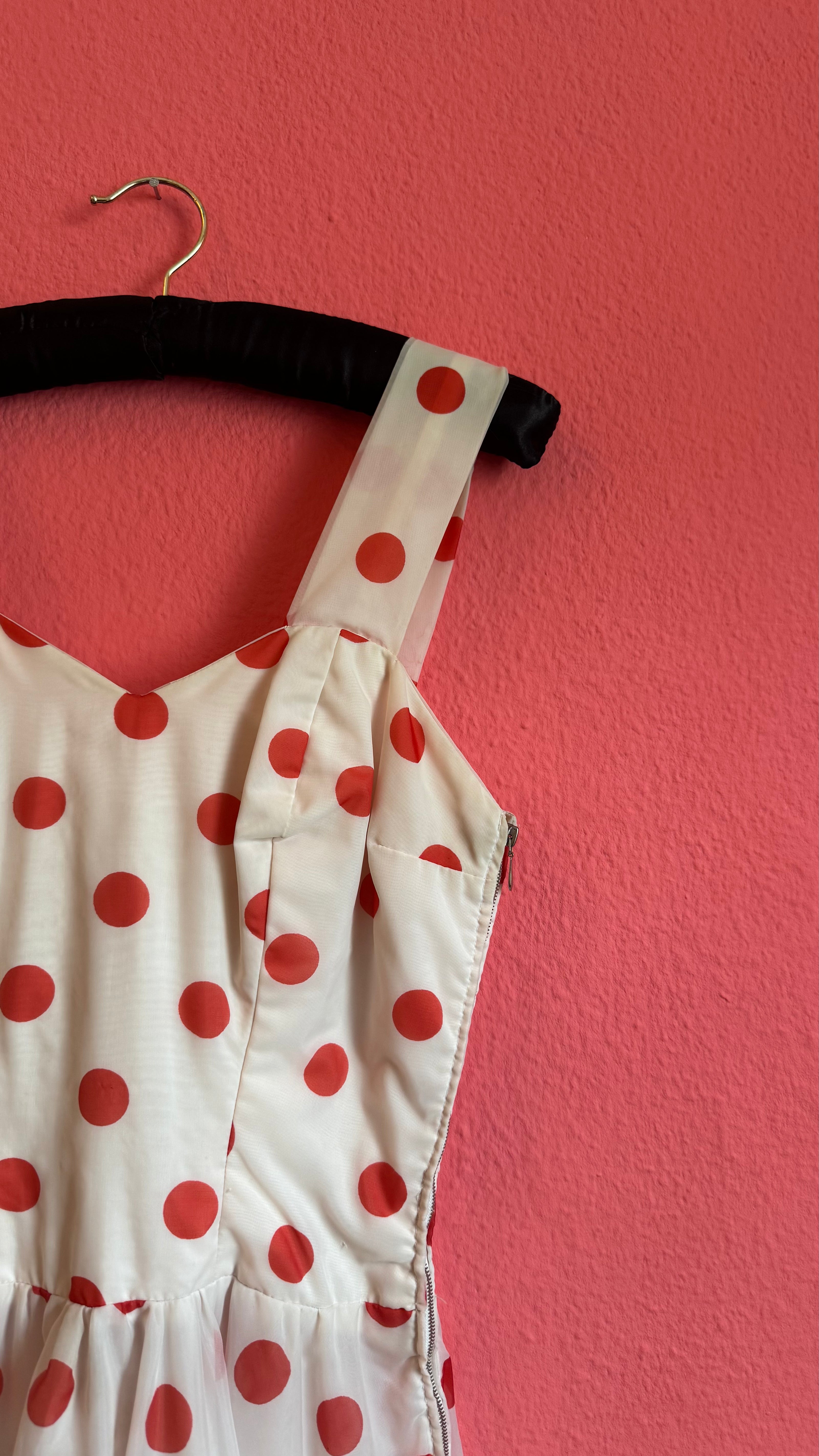 Vintage 1950s White And Red Polka Dot Dress