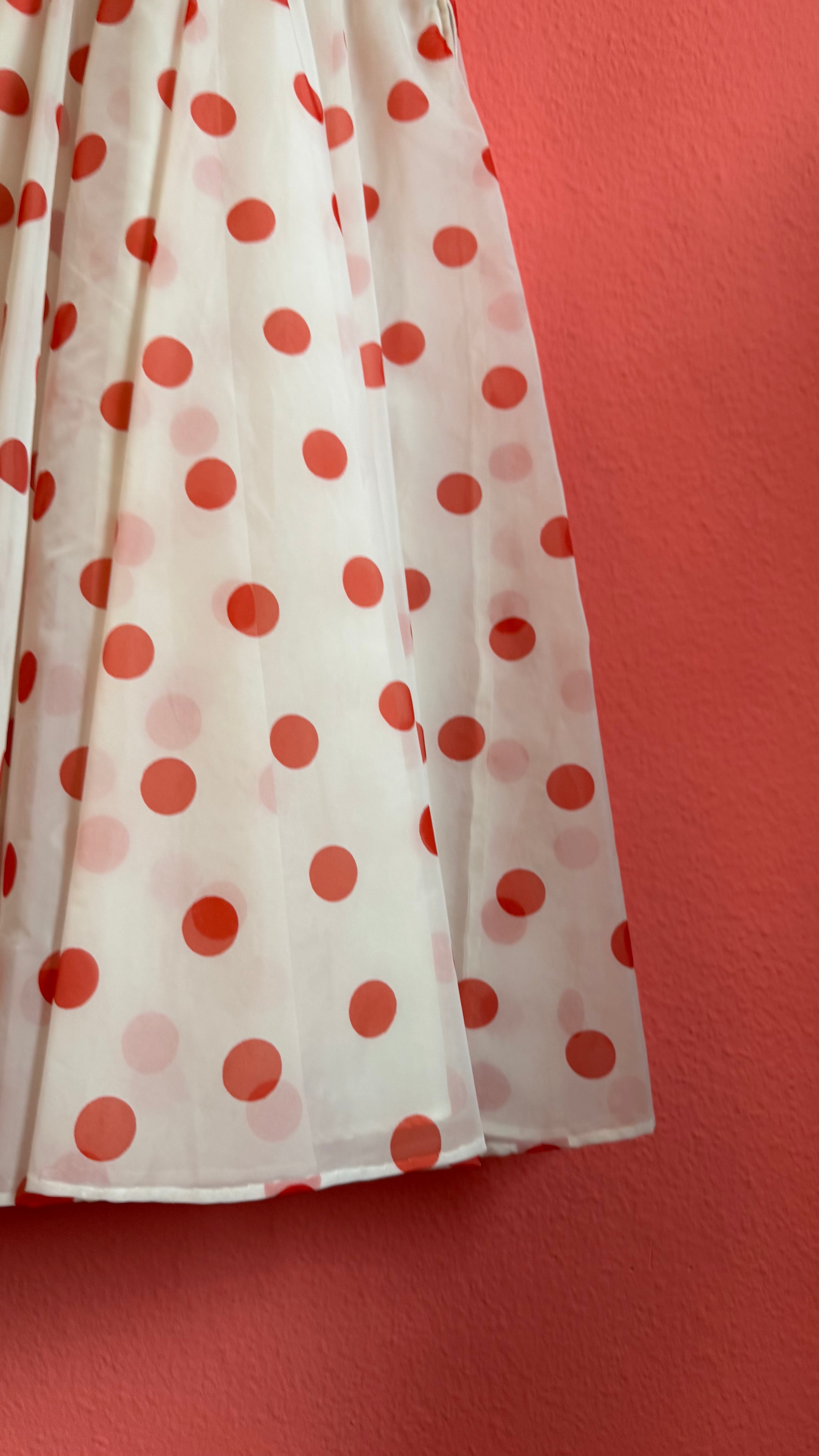 Vintage 1950s White And Red Polka Dot Dress