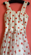 Vintage 1950s White And Red Polka Dot Dress