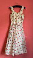 Vintage 1950s White And Red Polka Dot Dress