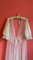 Vintage 1970s Sheer White Lace Peignoir Robe