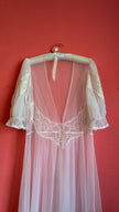 Vintage 1970s Sheer White Lace Peignoir Robe